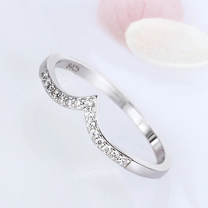 CLUCI Simple Style 925 Sterling Silver Wedding Ring For Women Mini Zirconia Fine Jewelry 6/7/8/9/10 Size Hot Sale DR1015SB