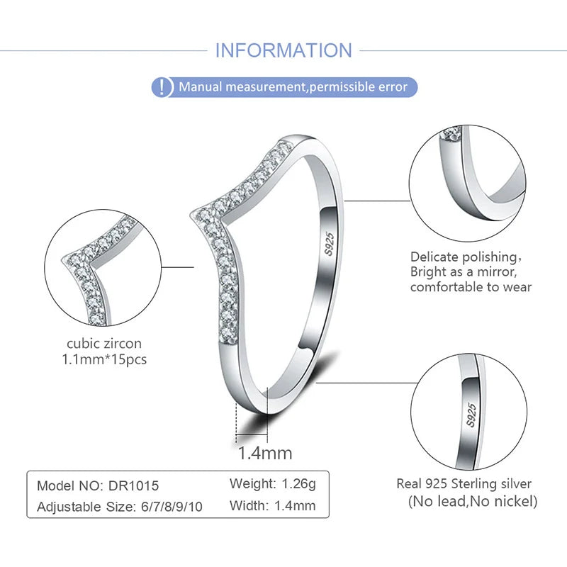 CLUCI Simple Style 925 Sterling Silver Wedding Ring For Women Mini Zirconia Fine Jewelry 6/7/8/9/10 Size Hot Sale DR1015SB