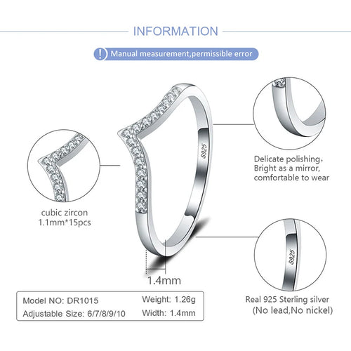 CLUCI Simple Style 925 Sterling Silver Wedding Ring For Women Mini Zirconia Fine Jewelry 6/7/8/9/10 Size Hot Sale DR1015SB