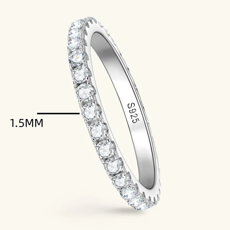D VVS1 Full Moissanite Ring 925 Sterling Sliver for Women Trendy Solitaire Engagement Wedding Band GRA Certified Ring Party Gift