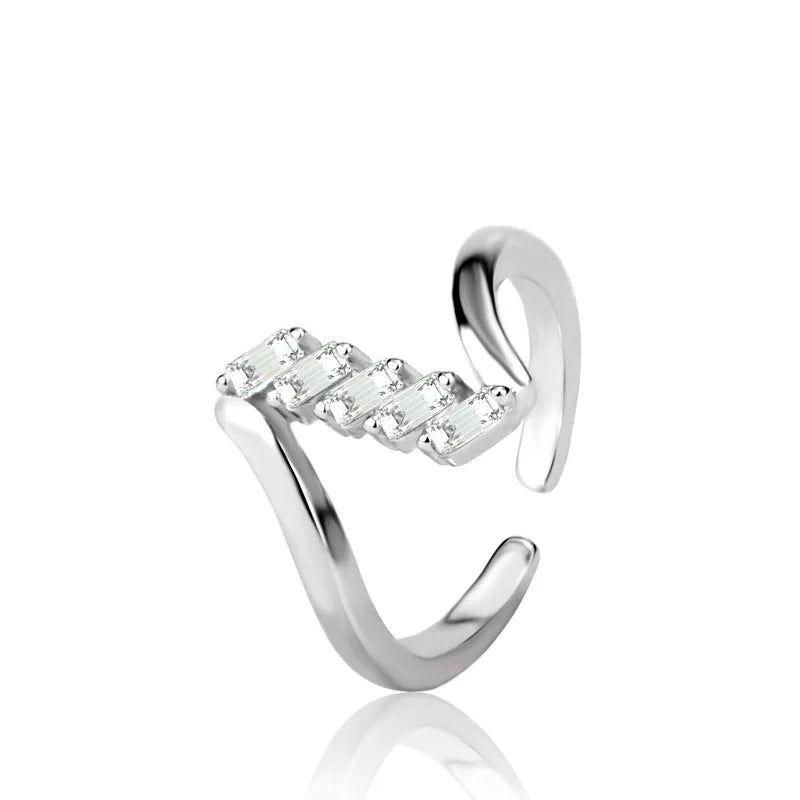 Hot 925 Sterling Silver Ring AAA Zircon Adjustable Simplicity Fashion Exquisite Women Jewelry Accessories Wedding Party Gift