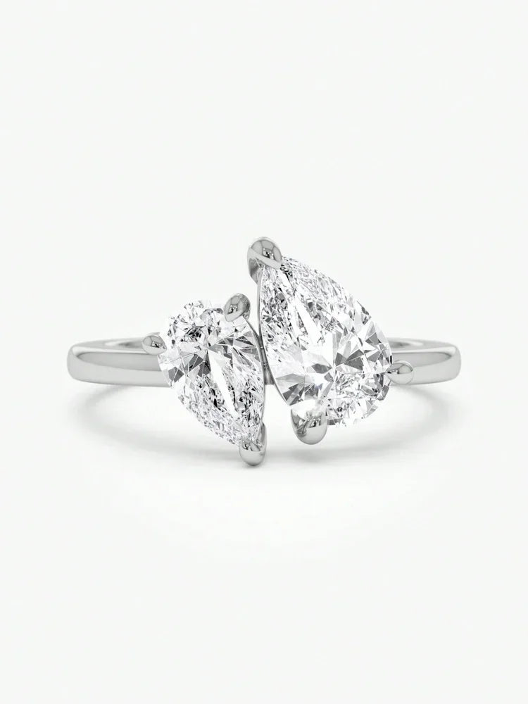 925 Sterling Silver Sparkling Water Drop Interweaving Dazzling Clear Pear Finger Rings For Women Gift Wedding  Fine Jewelry