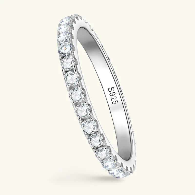 D VVS1 Full Moissanite Ring 925 Sterling Sliver for Women Trendy Solitaire Engagement Wedding Band GRA Certified Ring Party Gift