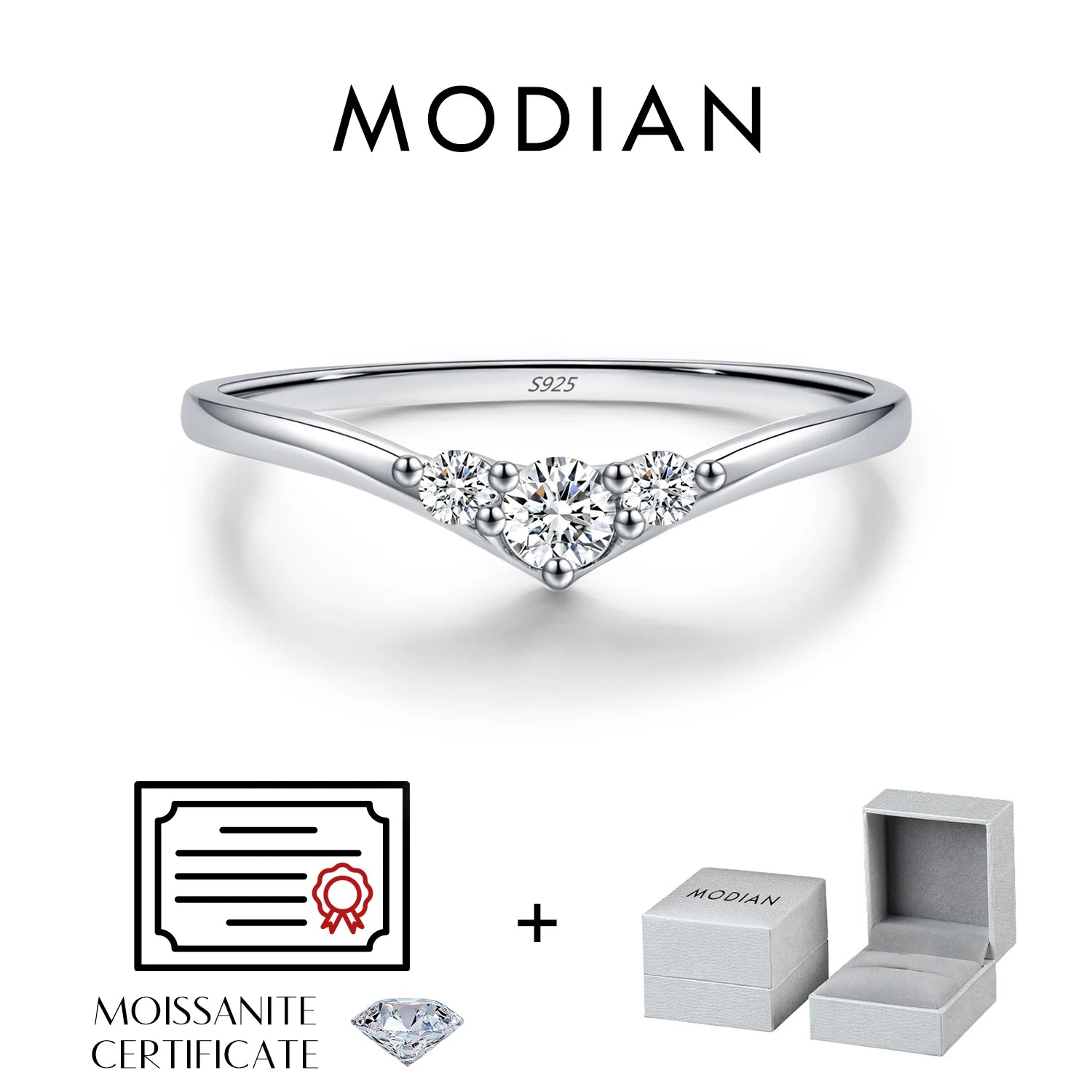MODIAN Simple Eternity Moissanite Ring 925 Sterling Silver Sparkling Simple Thin Wedding Band Rings For Women Fine Jewelry Gift
