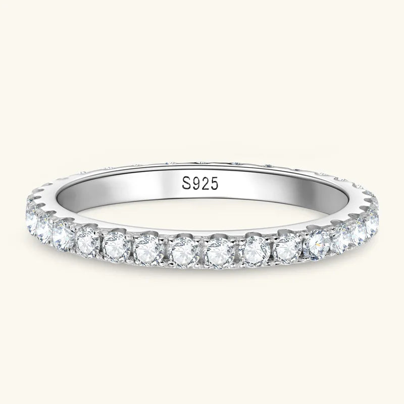 D VVS1 Full Moissanite Ring 925 Sterling Sliver for Women Trendy Solitaire Engagement Wedding Band GRA Certified Ring Party Gift
